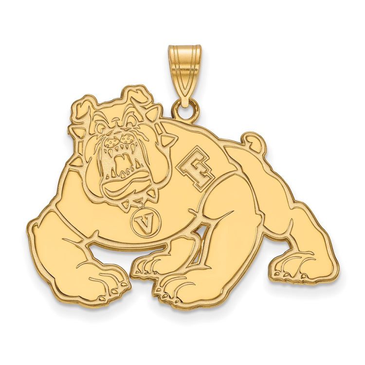14k Gold LogoArt California State University Fresno Bulldog Extra Large Pendant