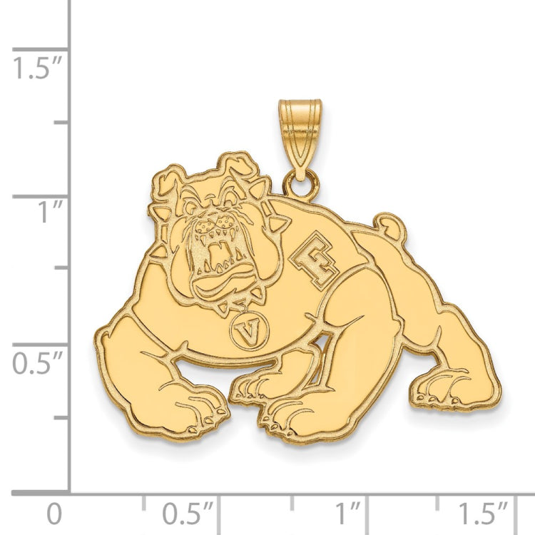 14k Gold LogoArt California State University Fresno Bulldog Extra Large Pendant
