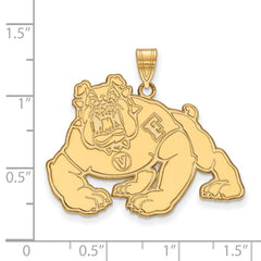 14k Gold LogoArt California State University Fresno Bulldog Extra Large Pendant