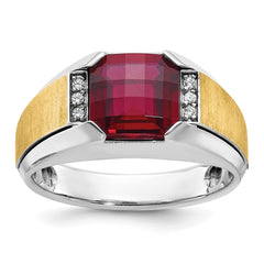 IBGoodman 10k Two-tone Men's Polished and Satin Gemstone and Diamond Ring Mounting