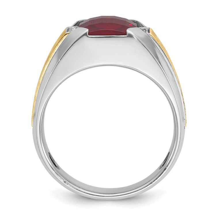 IBGoodman 10k Two-tone Men's Polished and Satin Gemstone and Diamond Ring Mounting