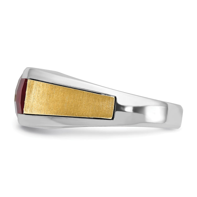 IBGoodman 10k Two-tone Men's Polished and Satin Gemstone and Diamond Ring Mounting