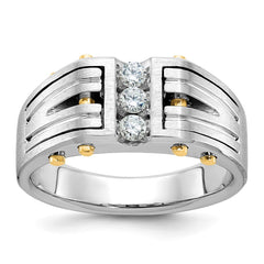 Men's WG Fashion Ring with YG Bolts and Soft Satin Finish Mounting