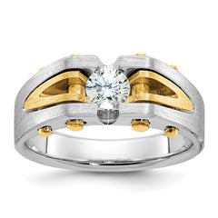 Men's Two-tone 1/2ct Diamond Solitaire Ring with Soft Satin Finish Mounting