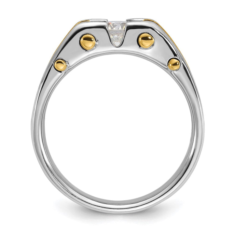 Men's Two-tone 1/2ct Diamond Solitaire Ring with Soft Satin Finish Mounting