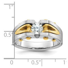Men's Two-tone 1/2ct Diamond Solitaire Ring with Soft Satin Finish Mounting