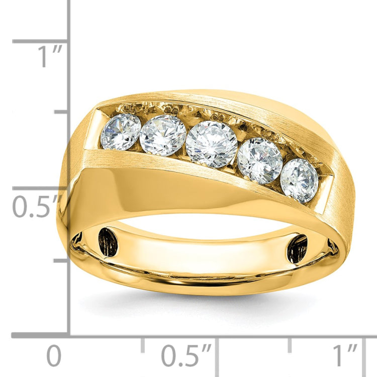 14k IBGoodman Men's Polished and Satin 5-Stone Ring Mounting