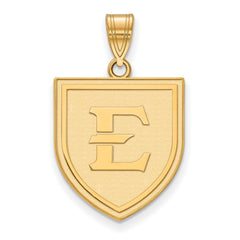 14k Gold LogoArt East Tennessee State University Letter E Shield Large Pendant