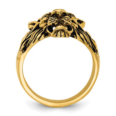 Men's Diamond/Gen Ruby Lion Head Ring with Black Antique Finish Mounting