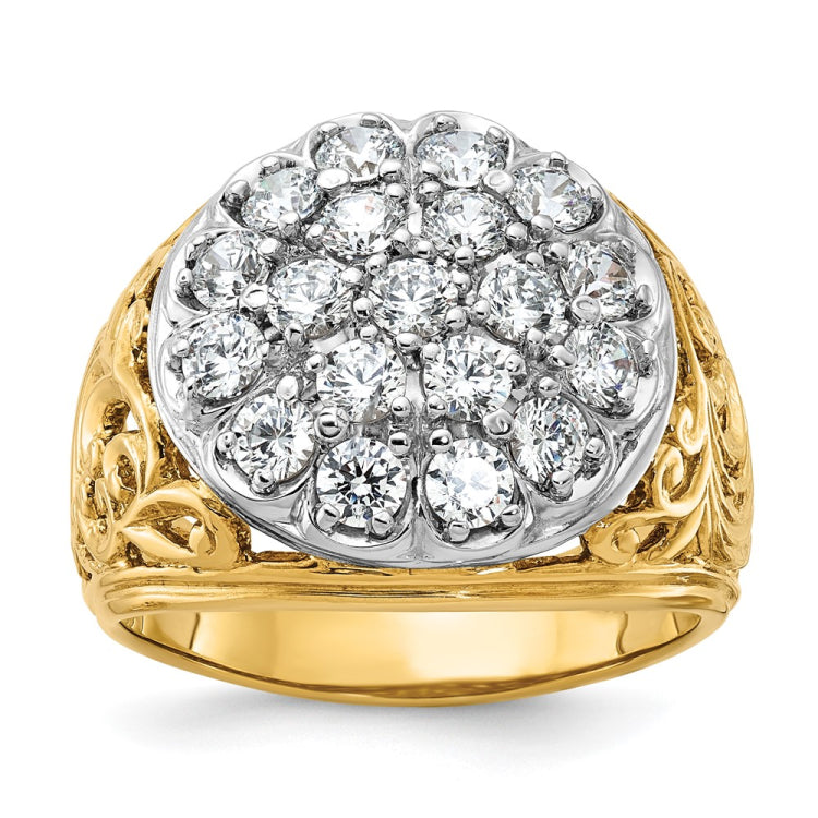 Men's Yellow Gold 2ct tw Diamond Cluster Ring Mounting