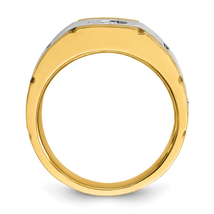 Men's Two-tone Solitaire Ring with Satin Finish Mounting
