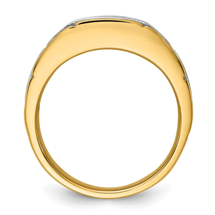 Men's Two-tone Solitaire Ring with Satin Finish Mounting
