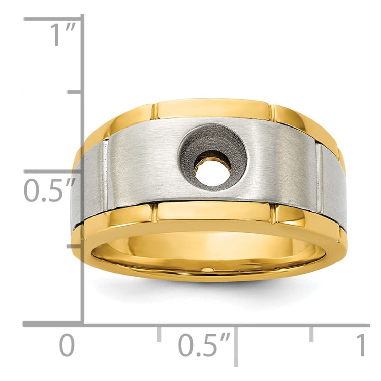 Men's Two-tone Solitaire Ring with Satin Finish Mounting