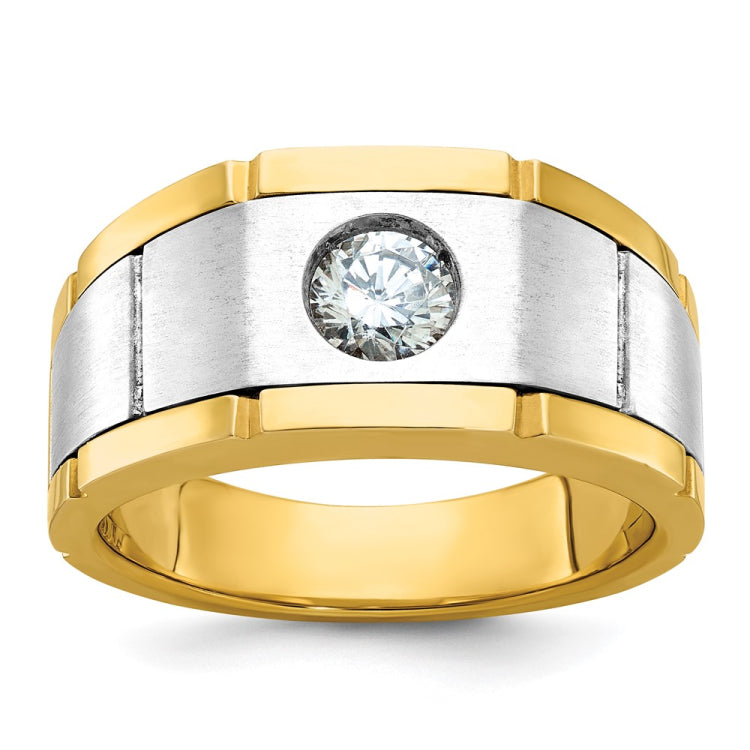 10k Two-tone IBGoodman Men's Cushion Diamond Complete Ring
