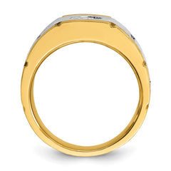 10k Two-tone IBGoodman Men's Cushion Diamond Complete Ring
