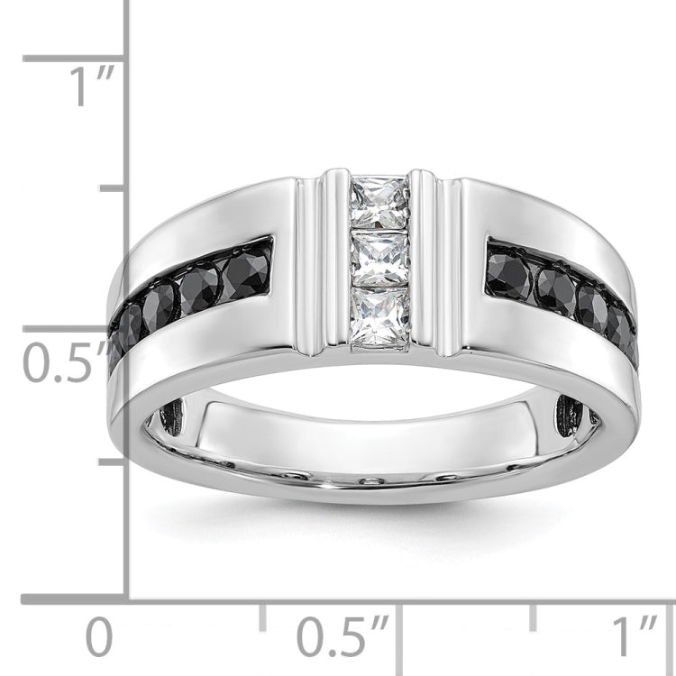 Men's WG Hammer Set All Bright Finish Black and White Diamond Ring Mounting