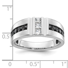 Men's WG Hammer Set All Bright Finish Black and White Diamond Ring Mounting