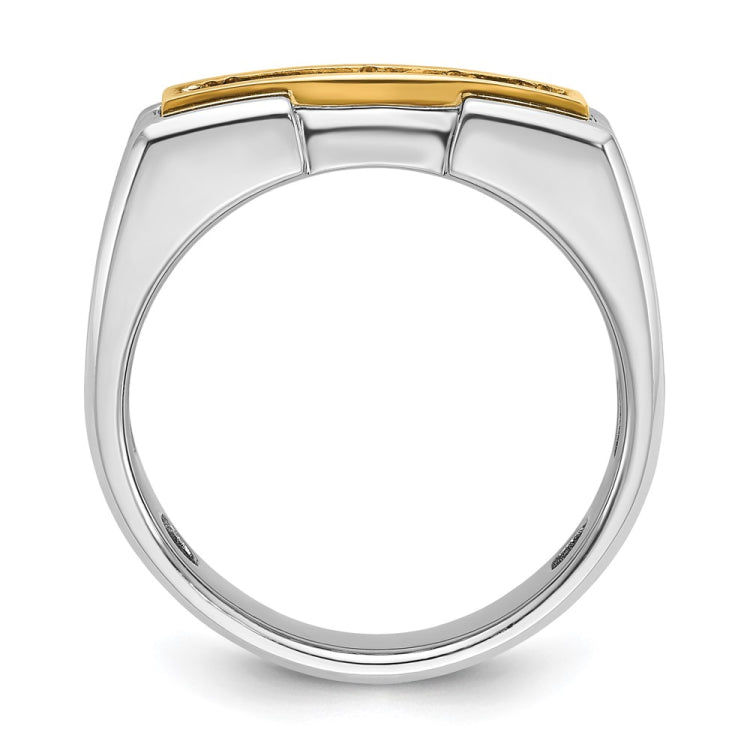 IBGoodman 14k Two-tone Men's Polished and Grooved 5-Stone 1/2 Carat A Quality Diamond Ring