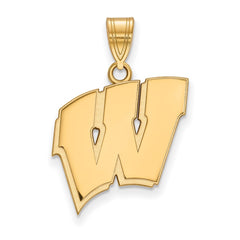 14k Gold LogoArt University of Wisconsin Letter W Large Pendant