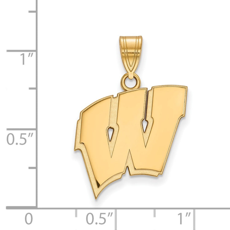 14k Gold LogoArt University of Wisconsin Letter W Large Pendant
