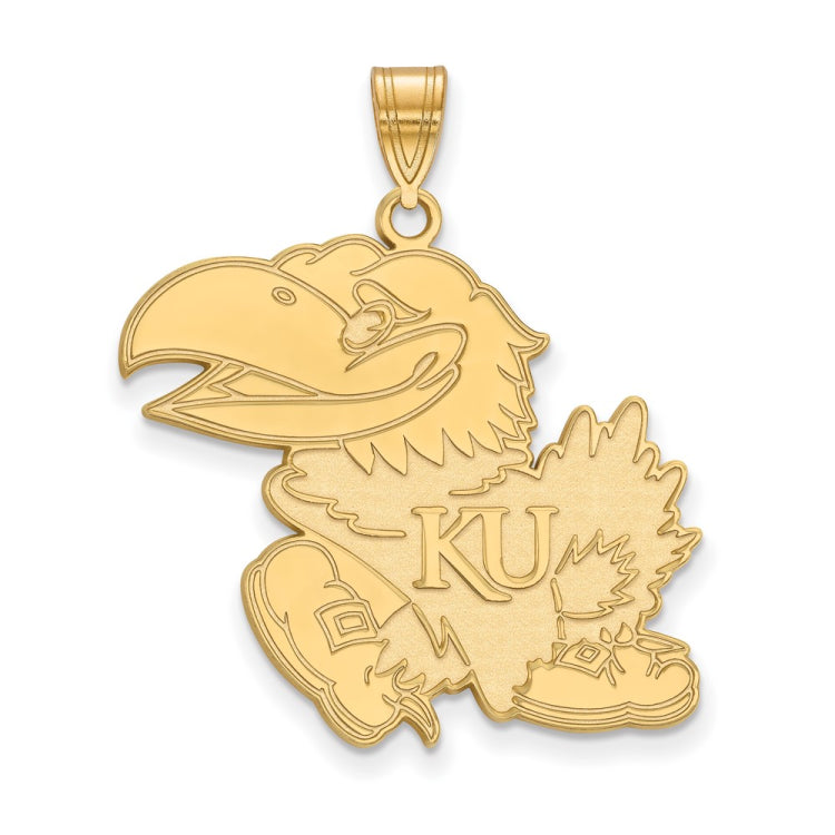 14k Gold LogoArt University of Kansas Jayhawk Extra Large Pendant