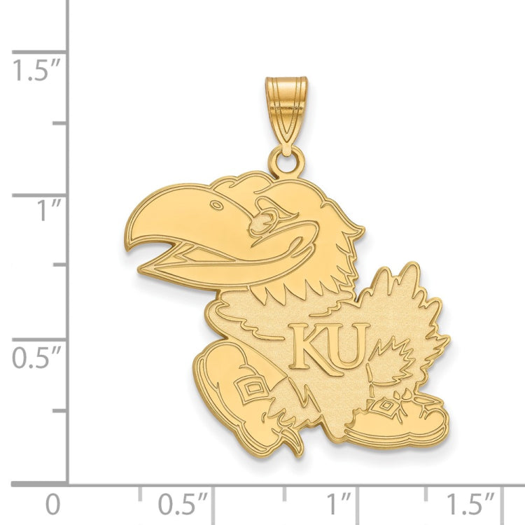 14k Gold LogoArt University of Kansas Jayhawk Extra Large Pendant