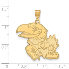14k Gold LogoArt University of Kansas Jayhawk Extra Large Pendant