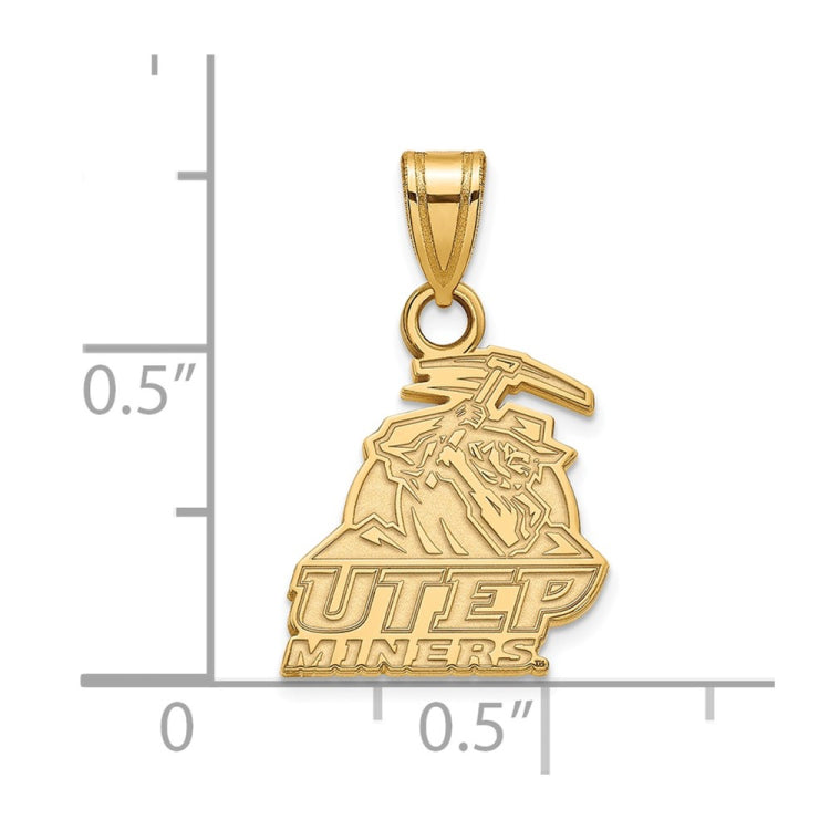 14k Gold LogoArt University of Texas at El Paso Miners Small Pendant