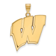 14k Gold LogoArt University of Wisconsin Letter W Extra Large Pendant