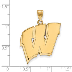 14k Gold LogoArt University of Wisconsin Letter W Extra Large Pendant