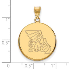 10k Gold LogoArt Missouri Western State University Griffon Large Disc Pendant