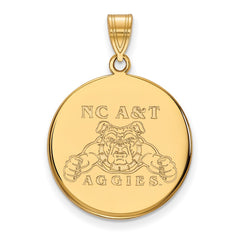10k Gold LogoArt North Carolina A and T Aggies Large Disc Pendant
