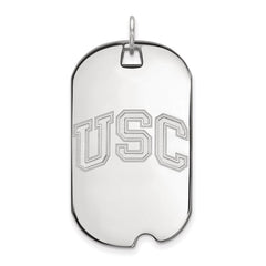 14k White Gold University of Southern California U-S-C Large Dog Tag Pendant