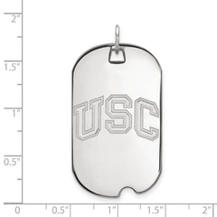 14k White Gold University of Southern California U-S-C Large Dog Tag Pendant