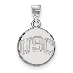 14k White Gold University of Southern California U-S-C Small Disc Pendant