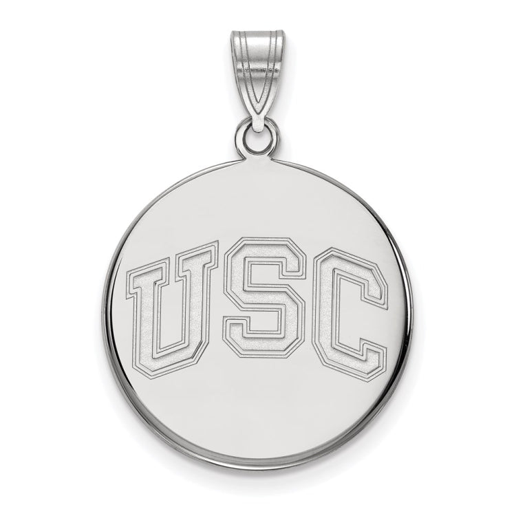 14k White Gold University of Southern California U-S-C Large Disc Pendant