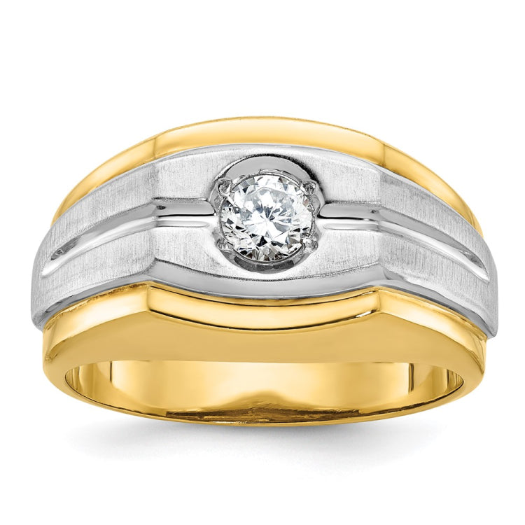 Men's TT Solitaire Ring with Satin Finish WG Accent Mounting