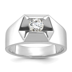 14k White Gold IBGoodman Men's Polished 1/4 Carat AA Diamond Ring