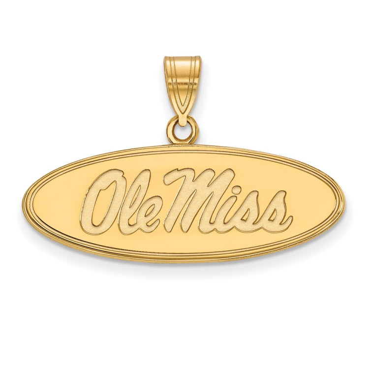 10k Gold LogoArt University of Mississippi Ole Miss Medium Oval Pendant