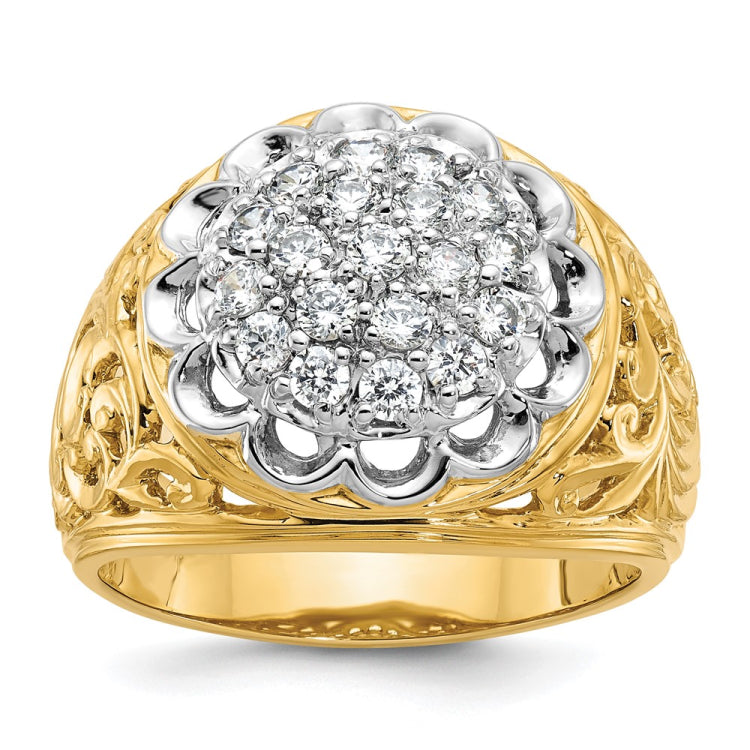 Men's Yellow Gold 2ct tw Diamond Cluster Ring Mounting