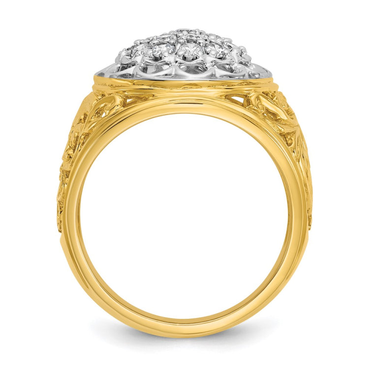Men's Yellow Gold 2ct tw Diamond Cluster Ring Mounting