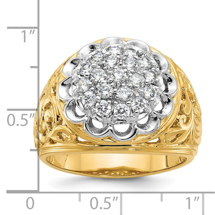 Men's Yellow Gold 2ct tw Diamond Cluster Ring Mounting