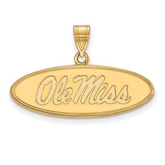 14k Gold LogoArt University of Mississippi Ole Miss Medium Oval Pendant