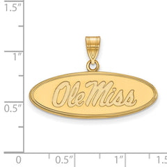 14k Gold LogoArt University of Mississippi Ole Miss Medium Oval Pendant