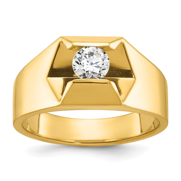 Men's YG 1/4ct Diamond Solitaire Ring with All Bright Finish Mounting