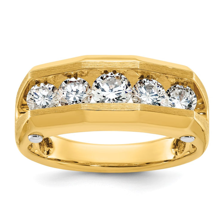 IBGoodman 14k Two-tone Men's Polished and Satin 5-Stone 1 1/5 Carat A Quality Diamond Ring