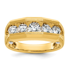 IBGoodman 14k Two-tone Men's Polished and Satin 5-Stone 1 1/5 Carat A Quality Diamond Ring
