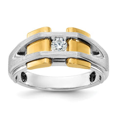 Men's TT 1/5ct Diamond Solitaire Ring with Satin Finish Accent Mounting