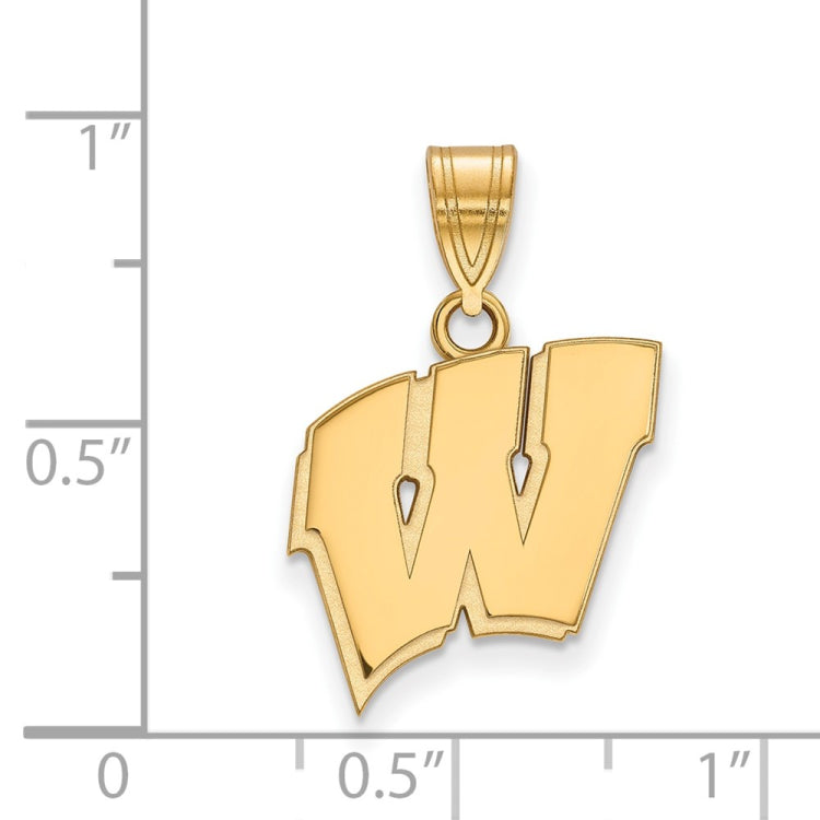 10k Gold LogoArt University of Wisconsin Letter W Medium Pendant