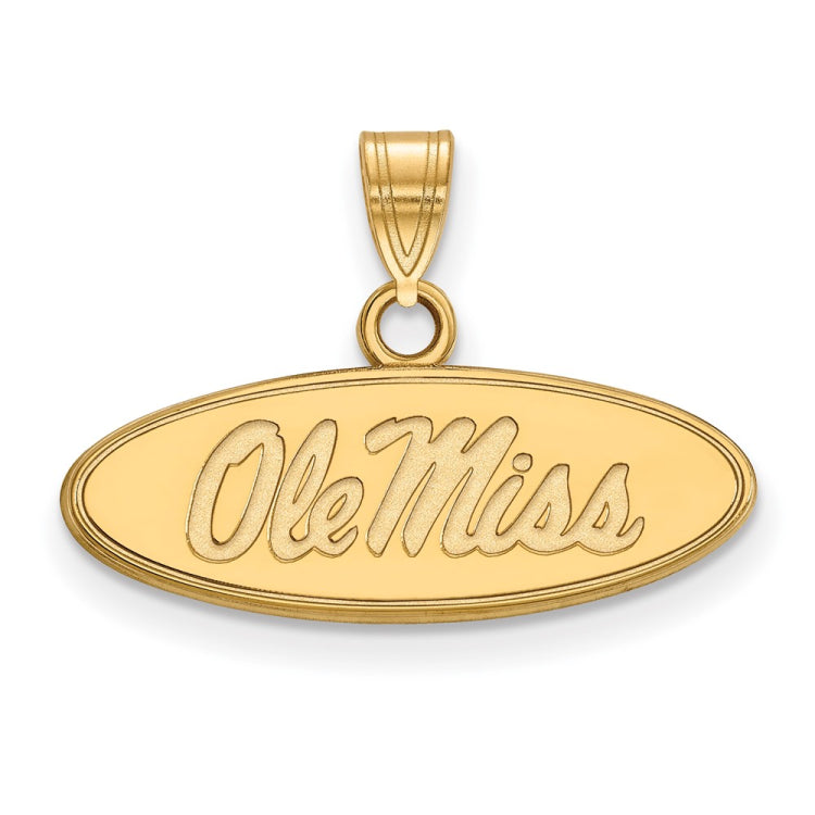 14k Gold LogoArt University of Mississippi Ole Miss Small Oval Pendant